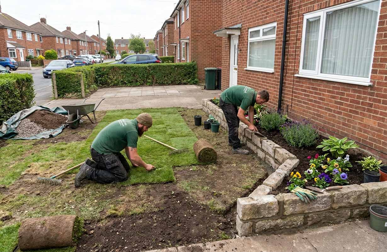 Neat garden beds in full bloom