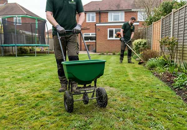 Lawn edging along driveway border